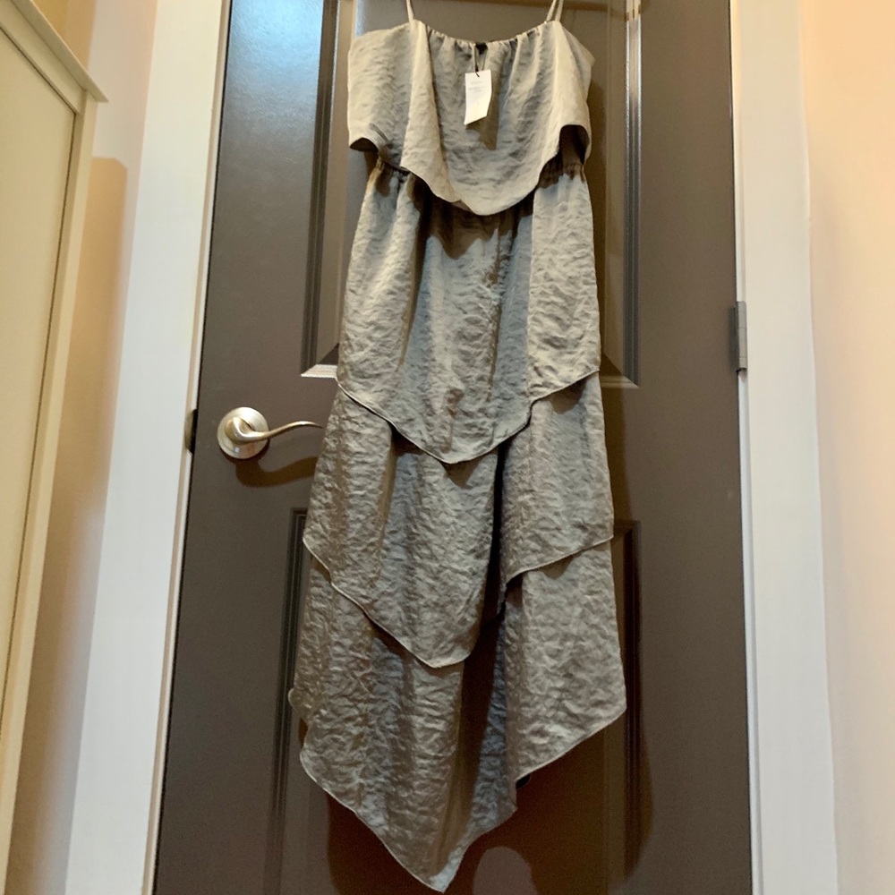 BR Satin Textured Tiered High Low Dress (NWT)